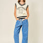 Polka Dot Denim Barrel Pants