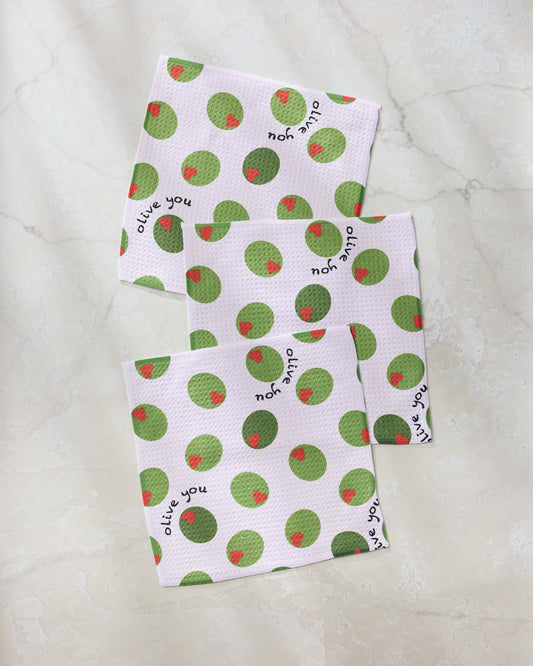 Geometry Olive You Dishcloth Set