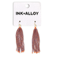 Navy & Orange Tassel Seed Bead Earrings