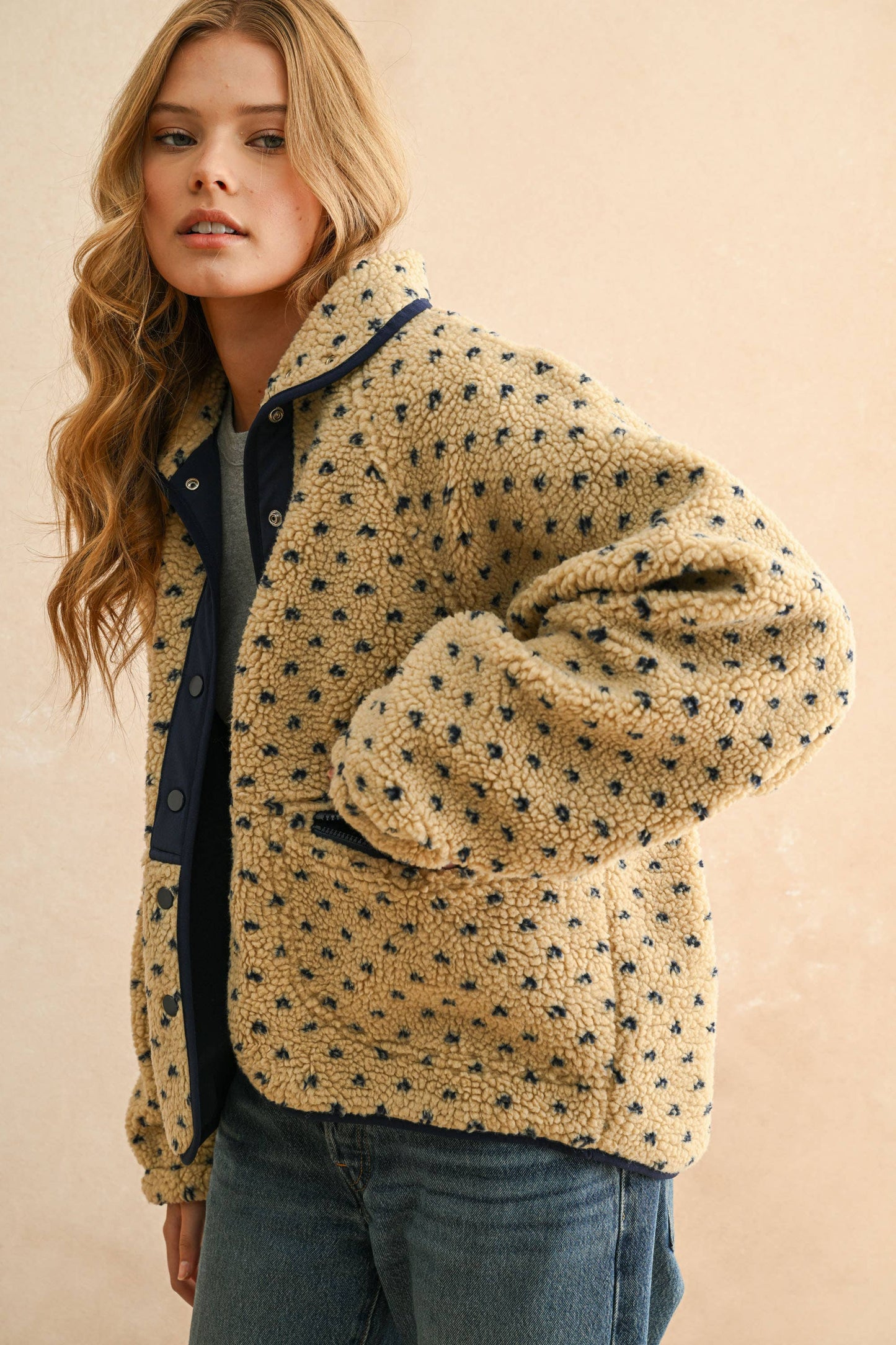 Cappuccino Dot Sherpa Jacket