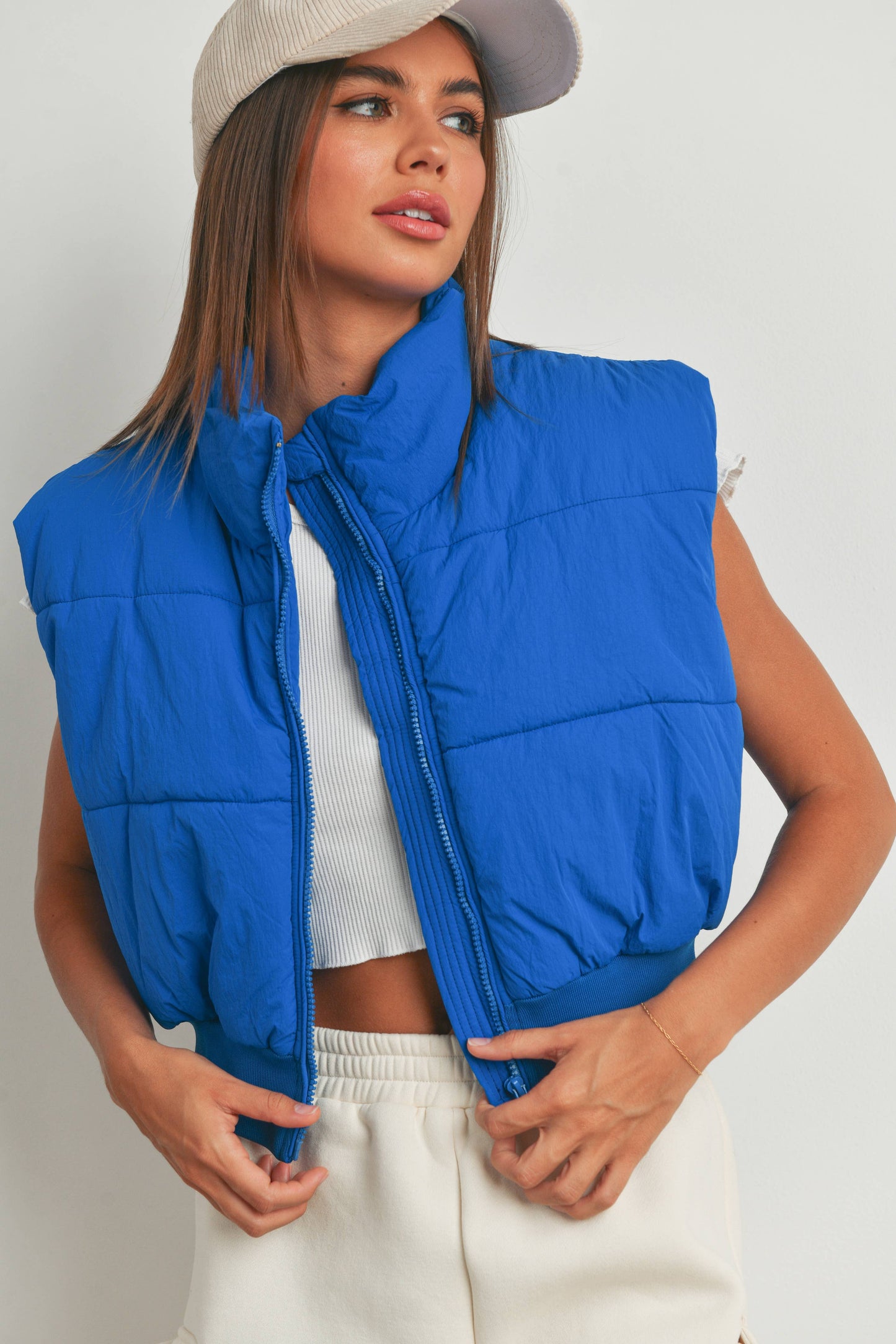 Zip-Up Crop Puffer Vest