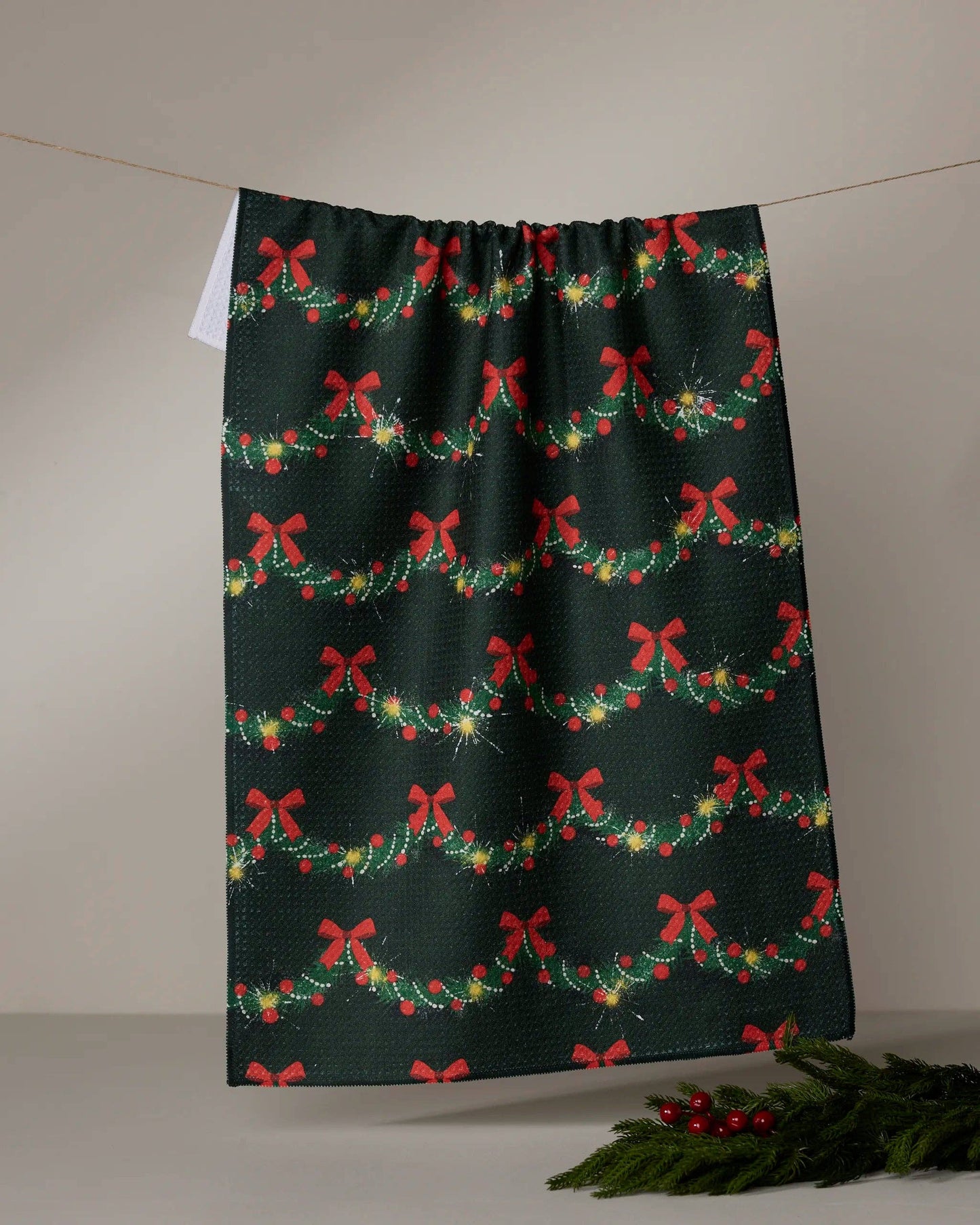 Geometry Yuletide Garland Tea Towel