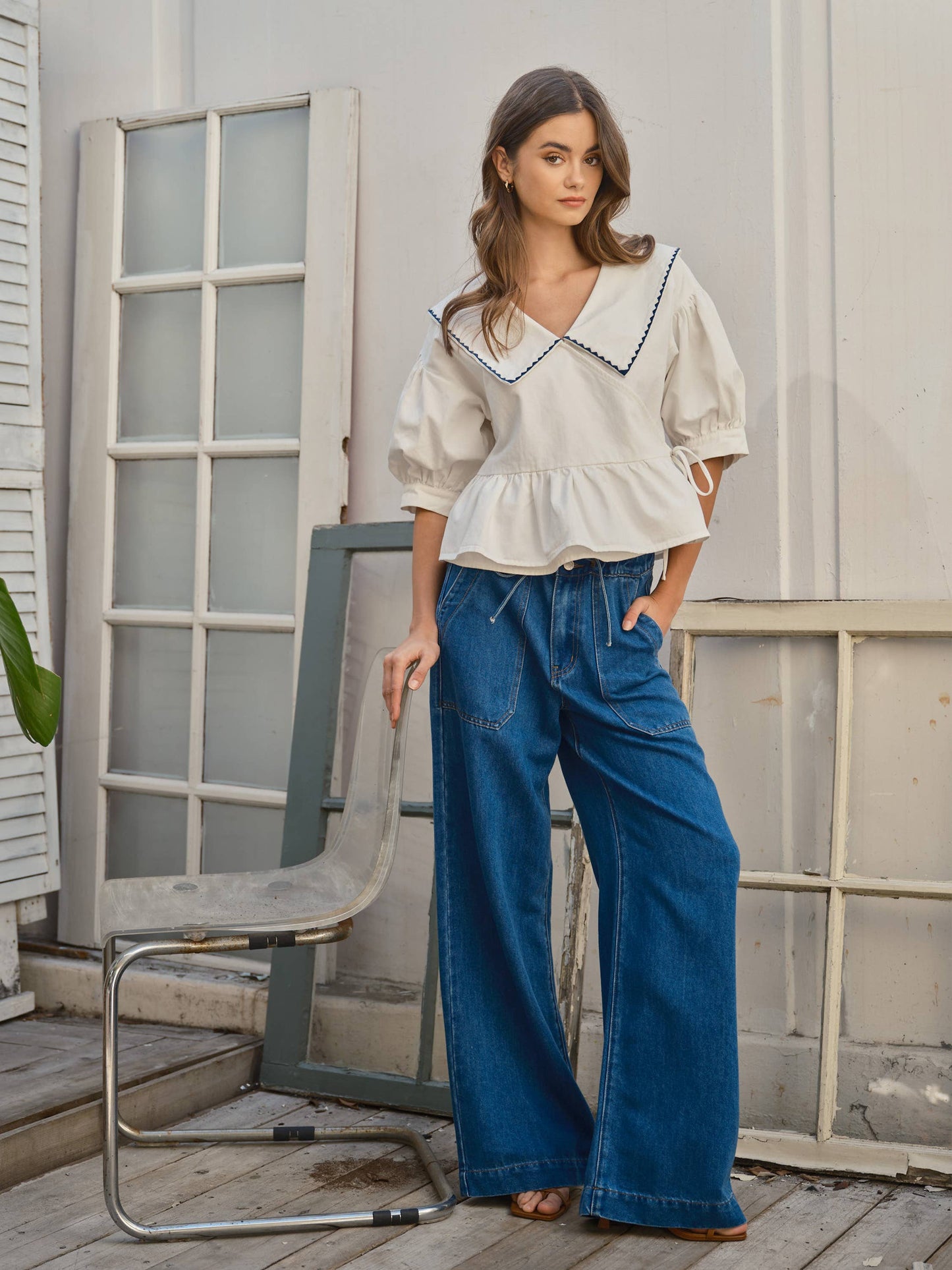 Drawstring Denim Pants