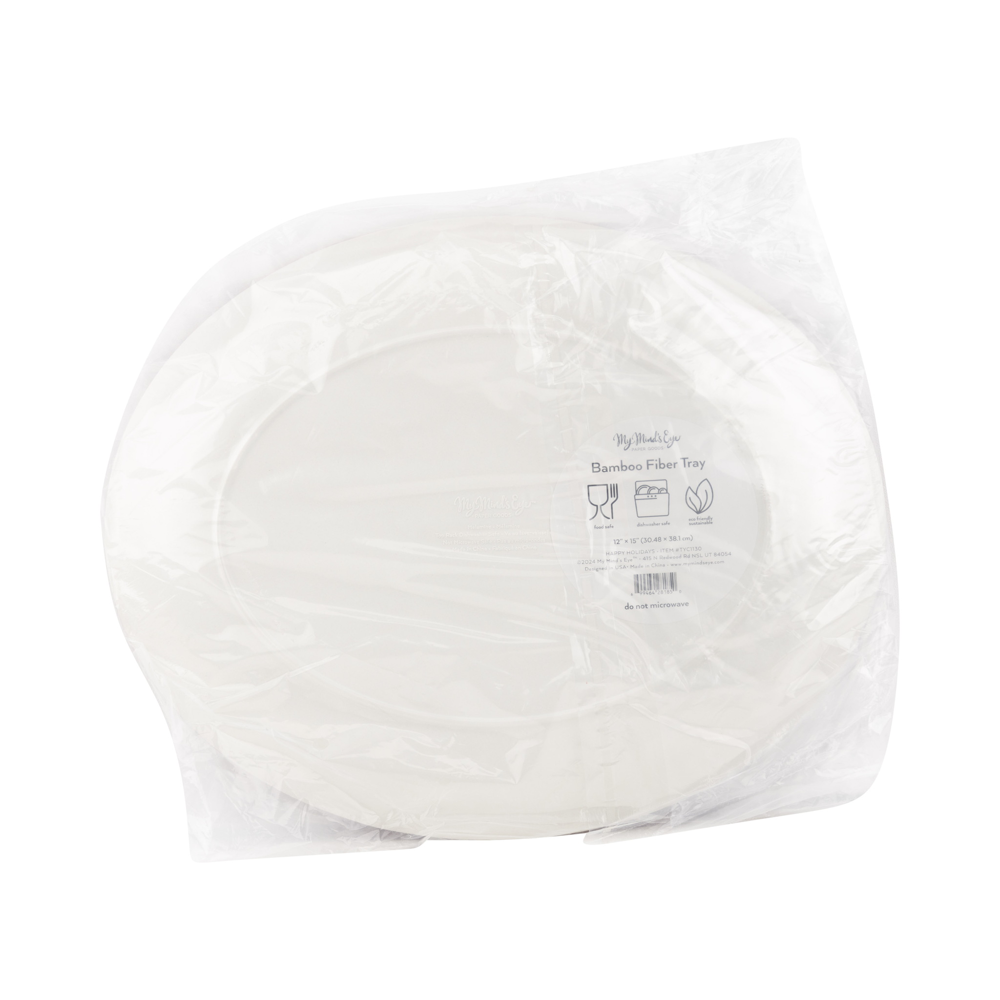 Happy Holidays Oval Bamboo Tray