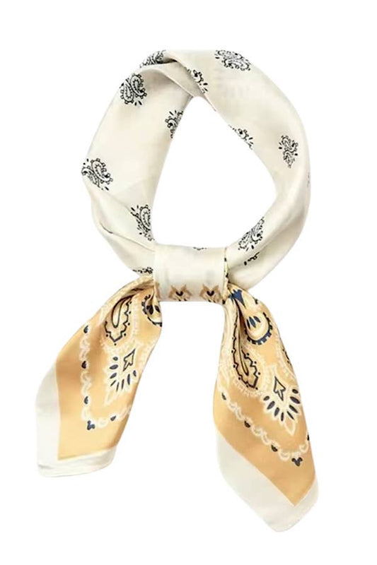 Yellow & Cream Satin Scarf