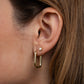 Gold Rectangular Hoop Earring