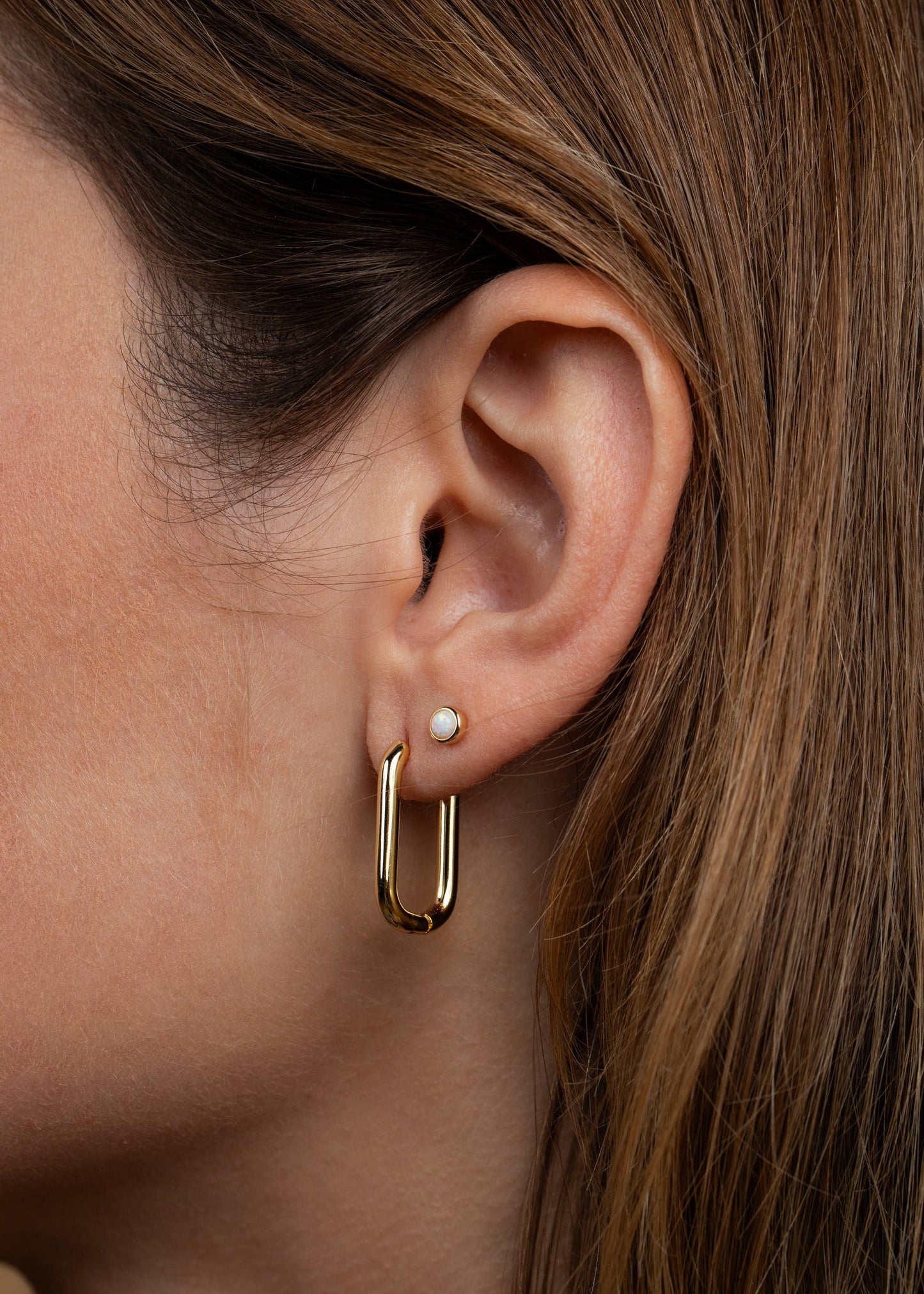 Gold Rectangular Hoop Earring