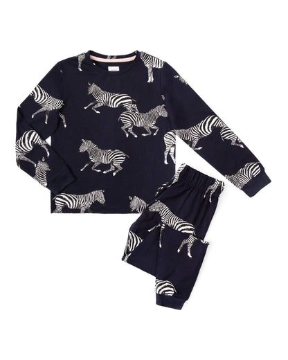 Kids' Navy Zebra Print Pajama Set