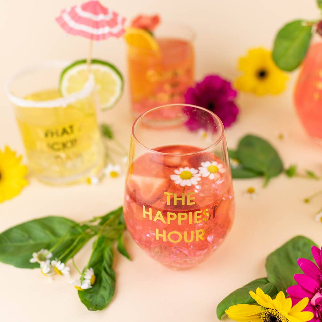 The Happiest Hour Wine Glass