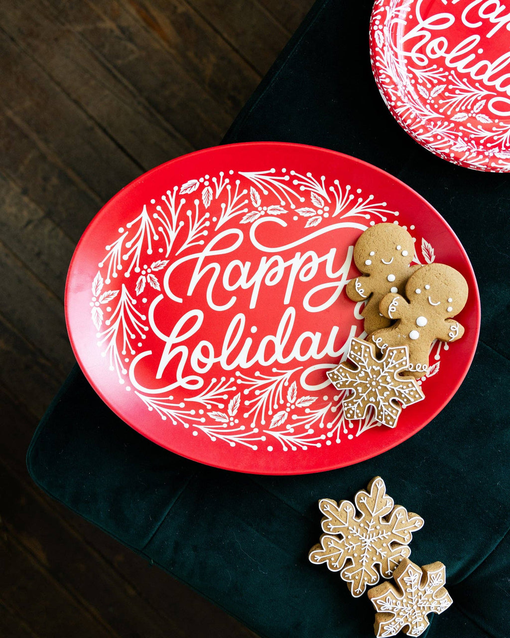 Happy Holidays Oval Bamboo Tray