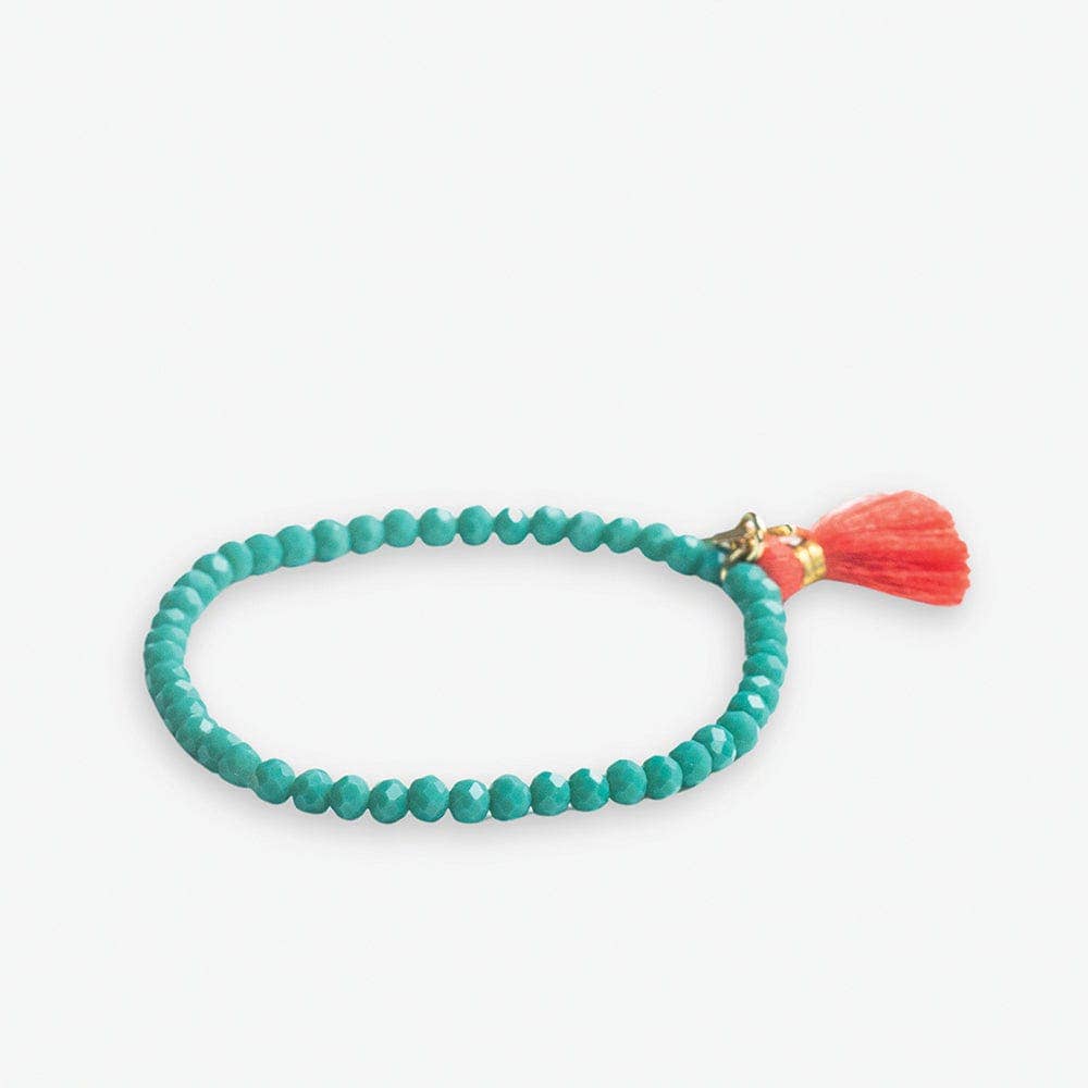 Turquoise Crystal Stretch Tassel Bracelet