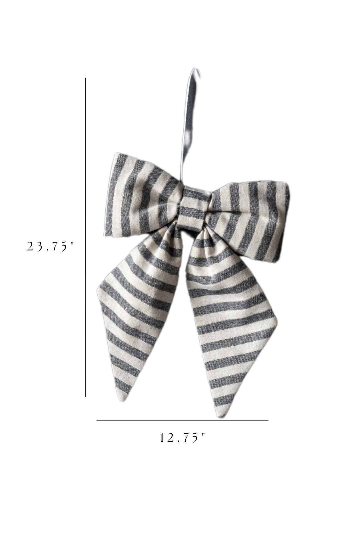 Striped Charcoal & Gold Fabric Bow