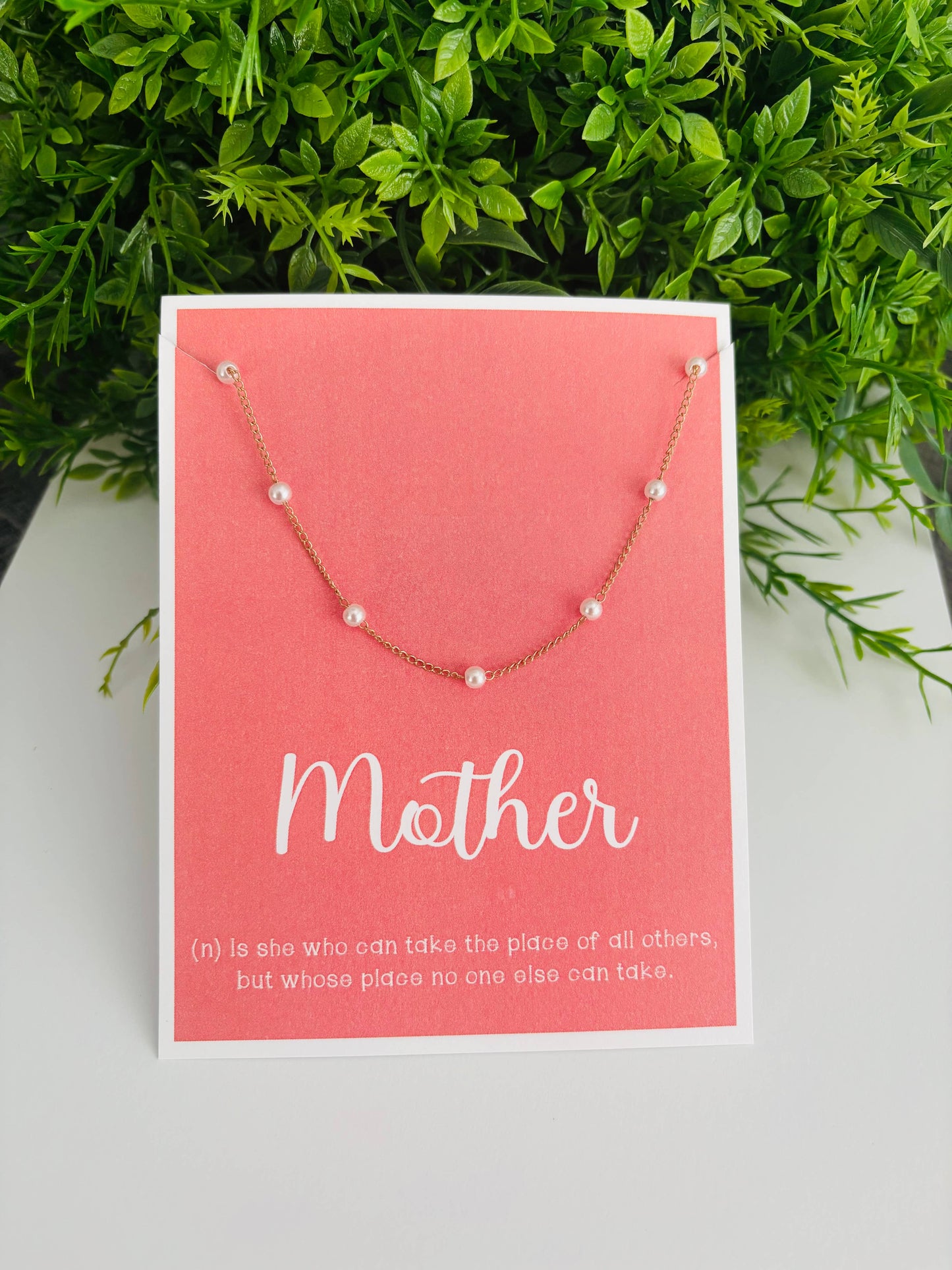 Adjustable  Pearl Necklace & Stationery Card