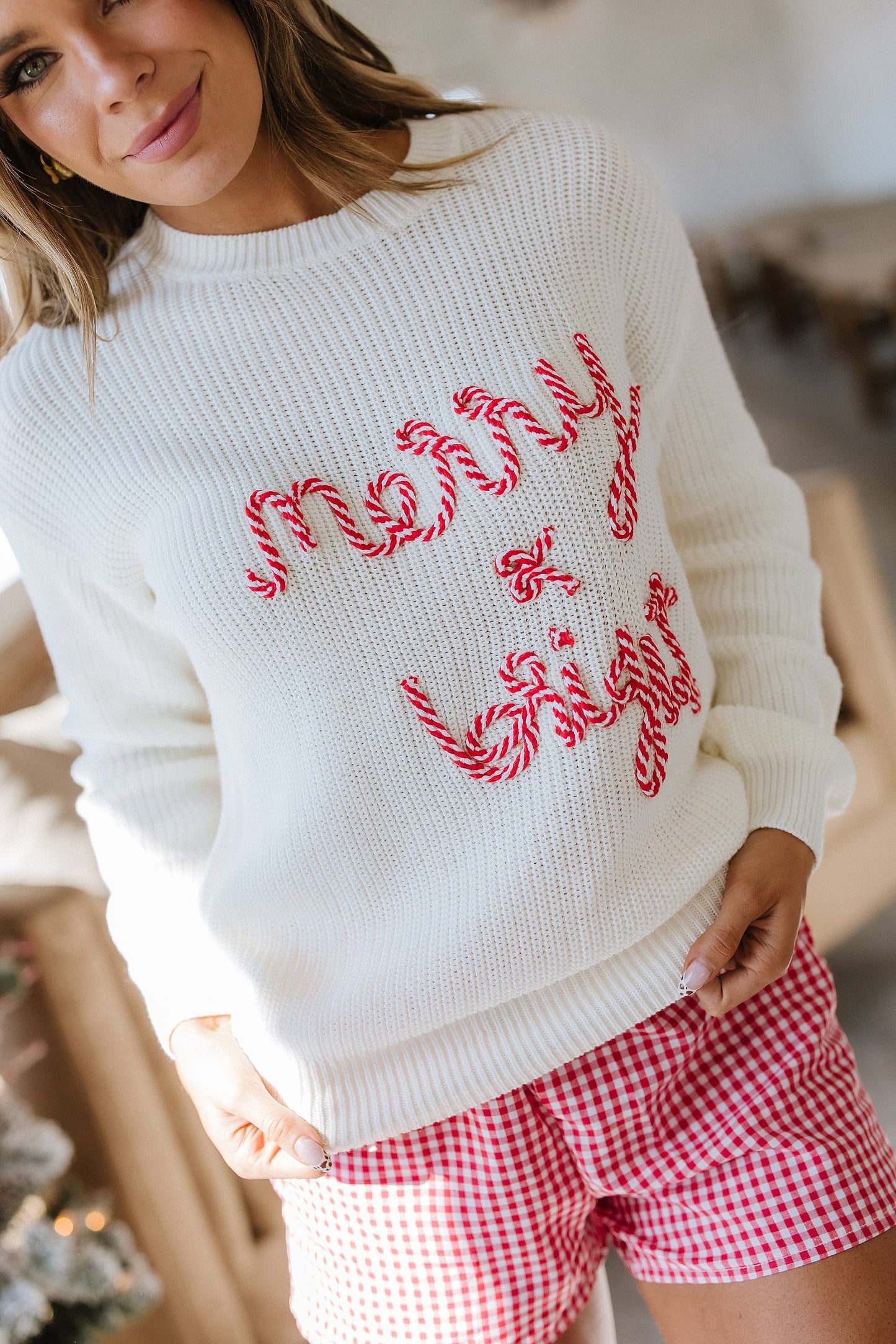 Candy Cane Merry & Bright Sweater