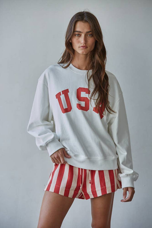 French Terry Crew USA Pullover
