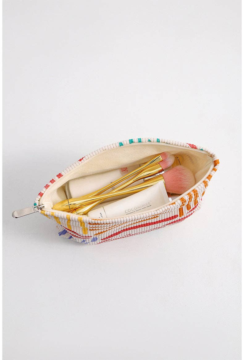 Striped Corduroy Cosmetic Bag