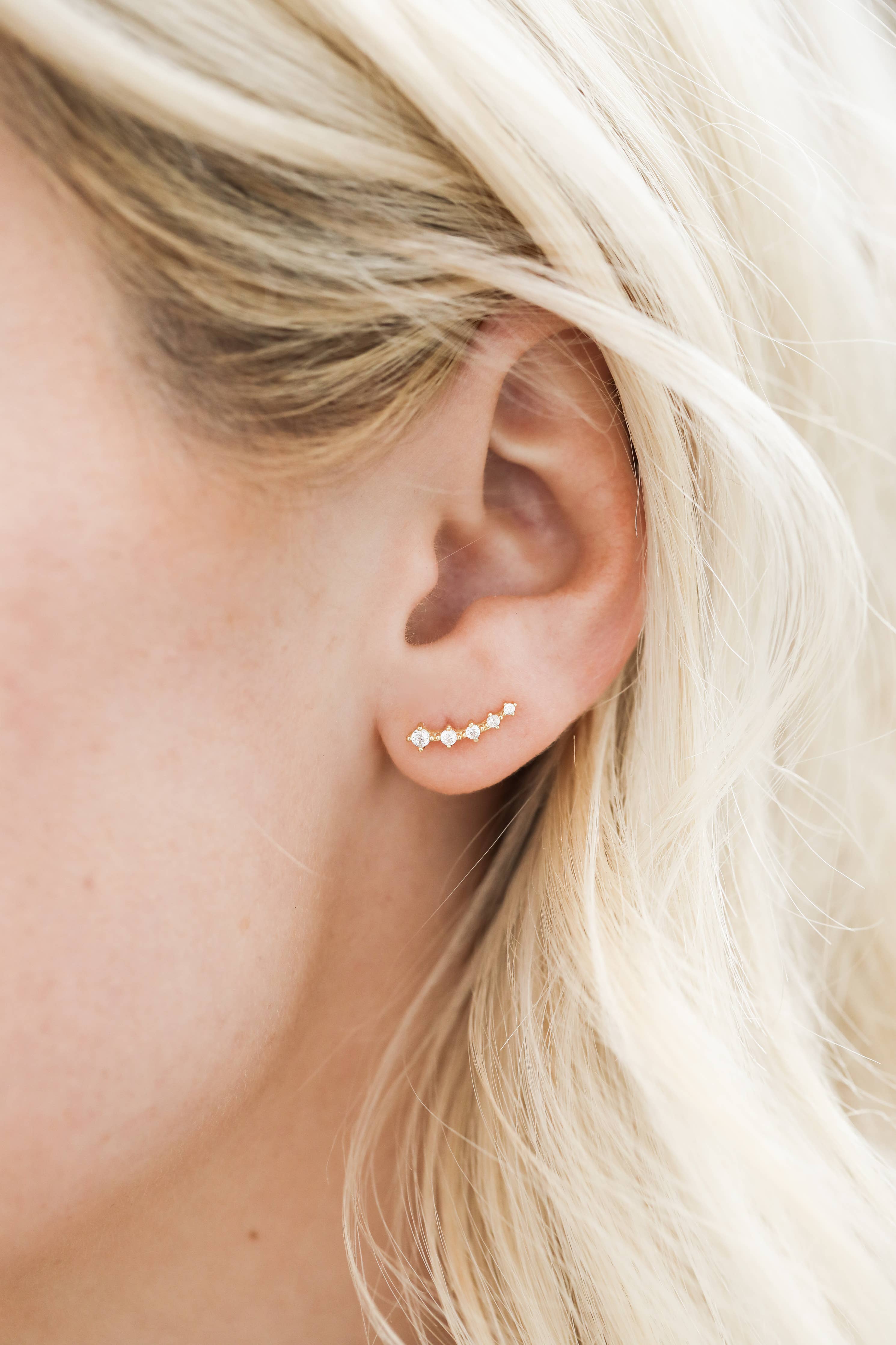 Crawler White CZ Gold Earrings