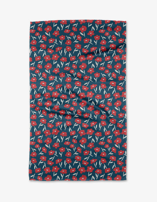 Geometry Luca Daisy Red Tea Towel