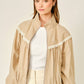 Lace Shirring Bomber Jacket