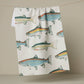 Geometry Hooked on Fishing Tea Towel