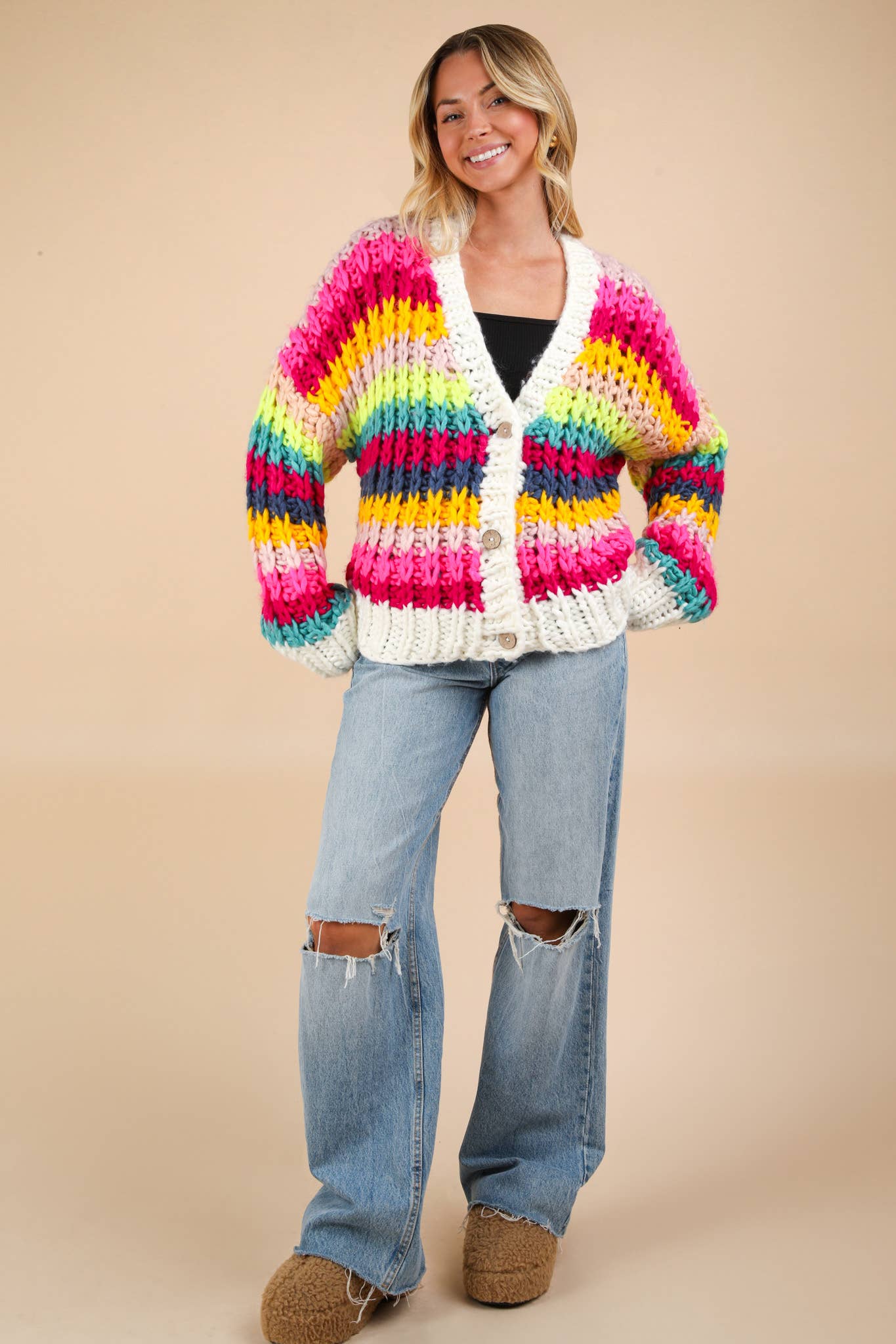 Multi Color Chunky Knit Sweater