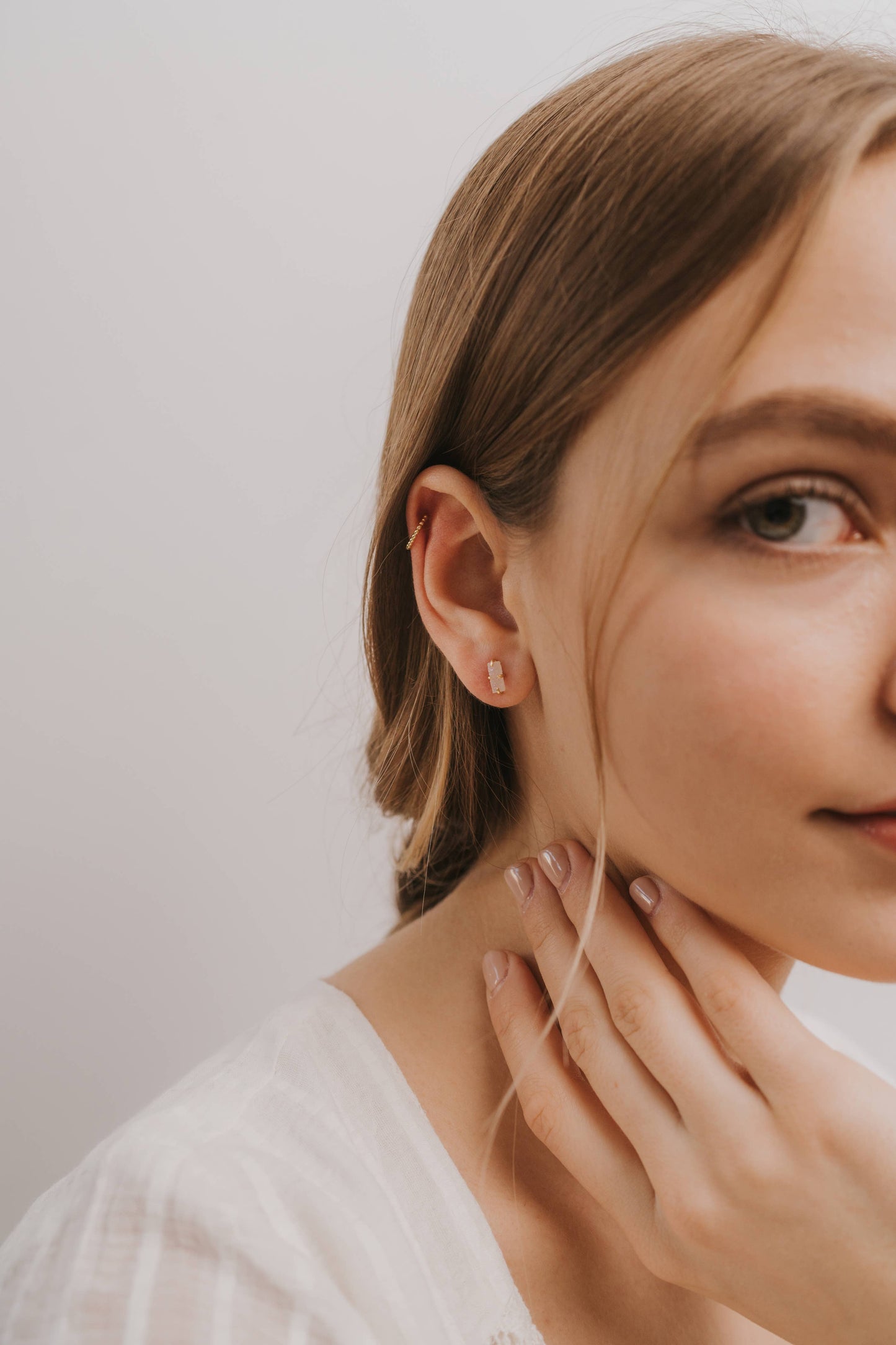 White Druzy Bar Earrings