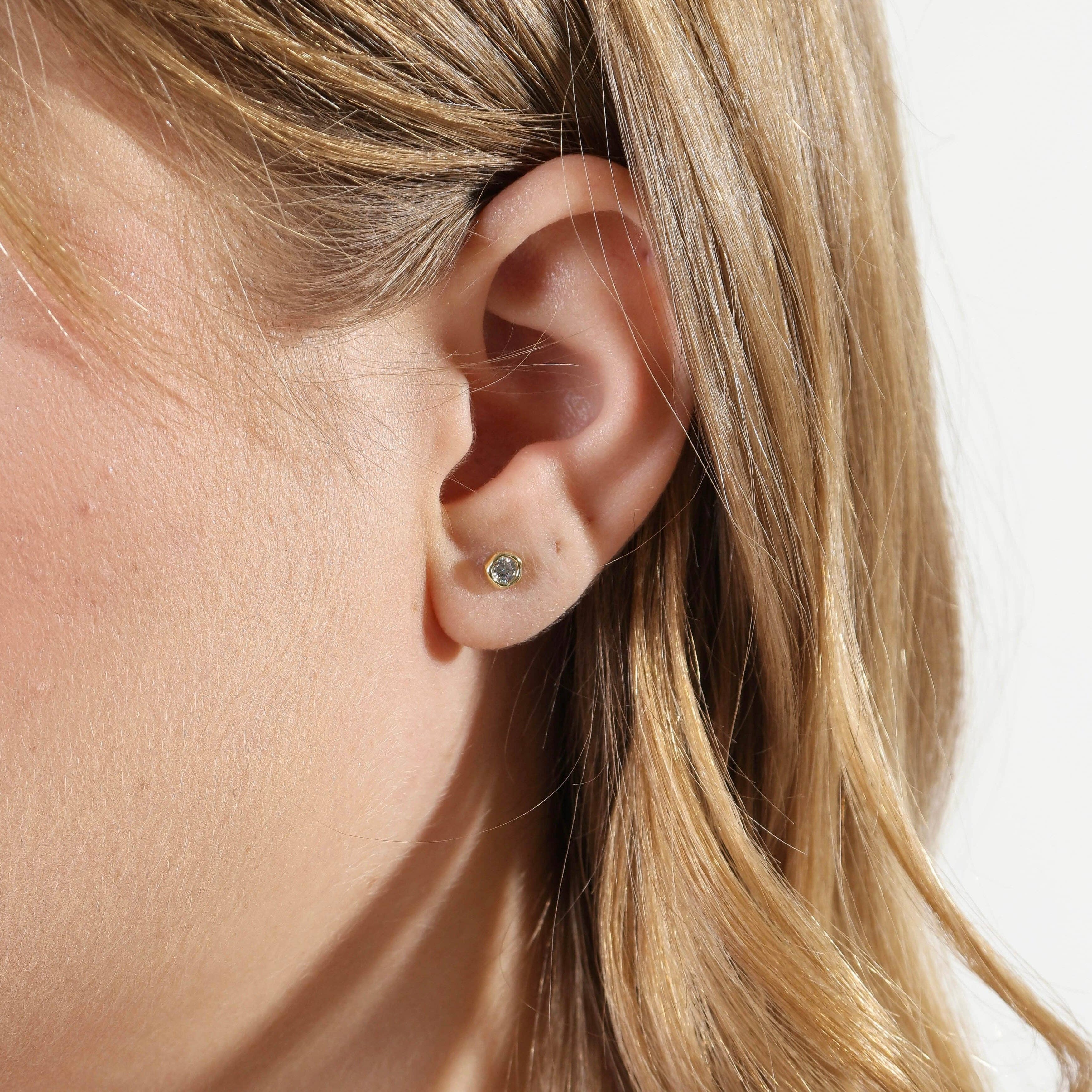 Round Bezel CZ Studs