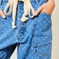 Polka Dot Denim Barrel Pants