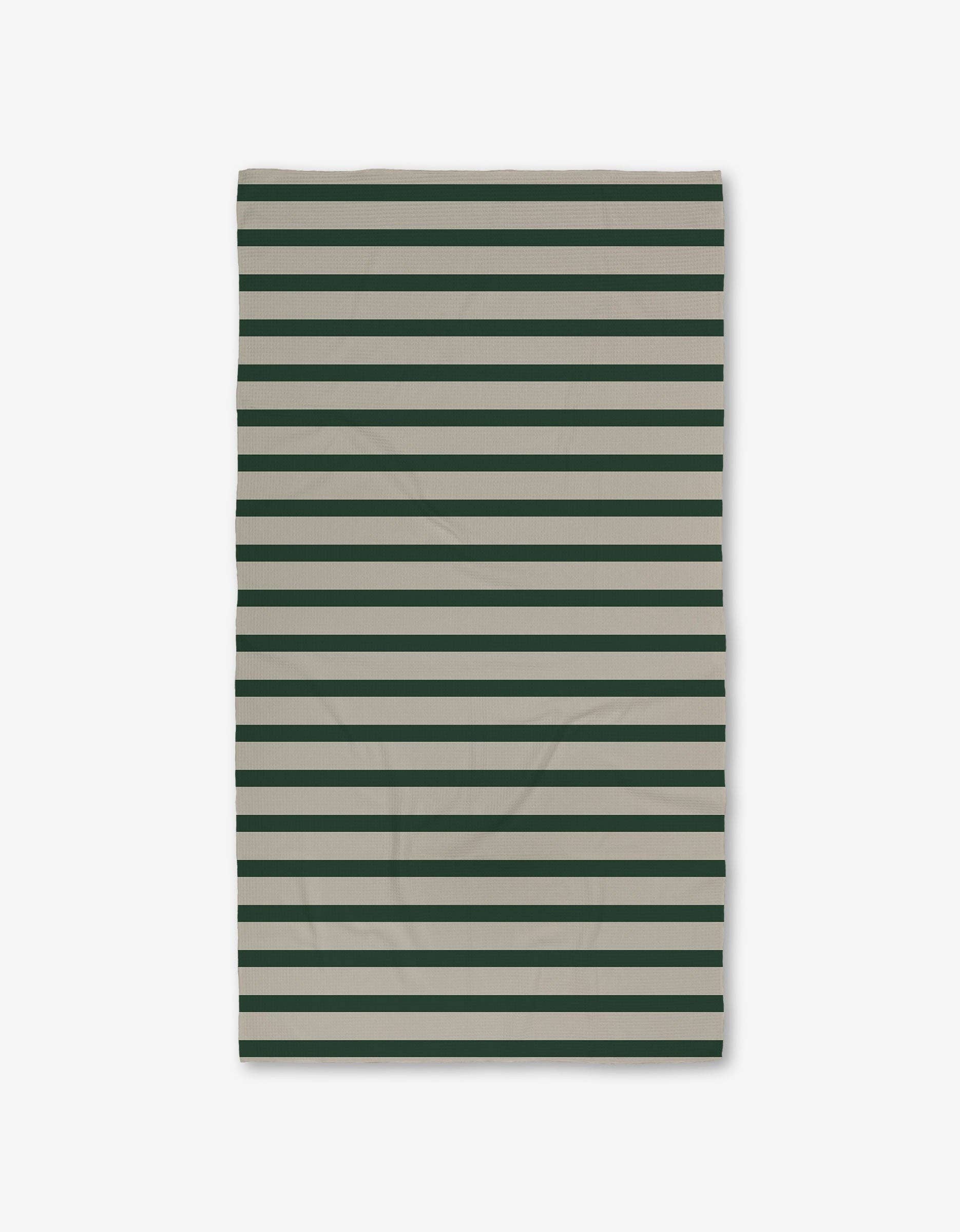 Geometry Deep Green Stripes Luxe Bath Towel