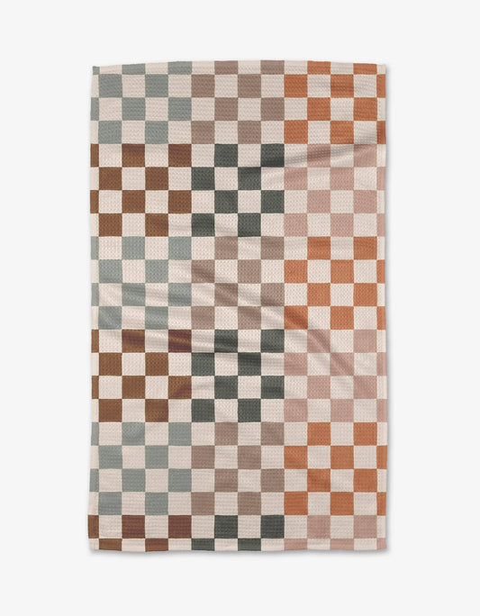 Geometry Autumn Checkers Tea Towel