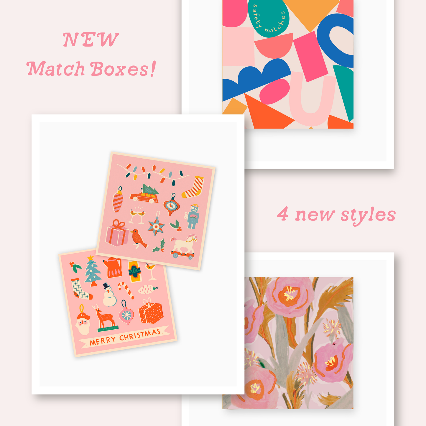 Pink Vintage Christmas Matchbox