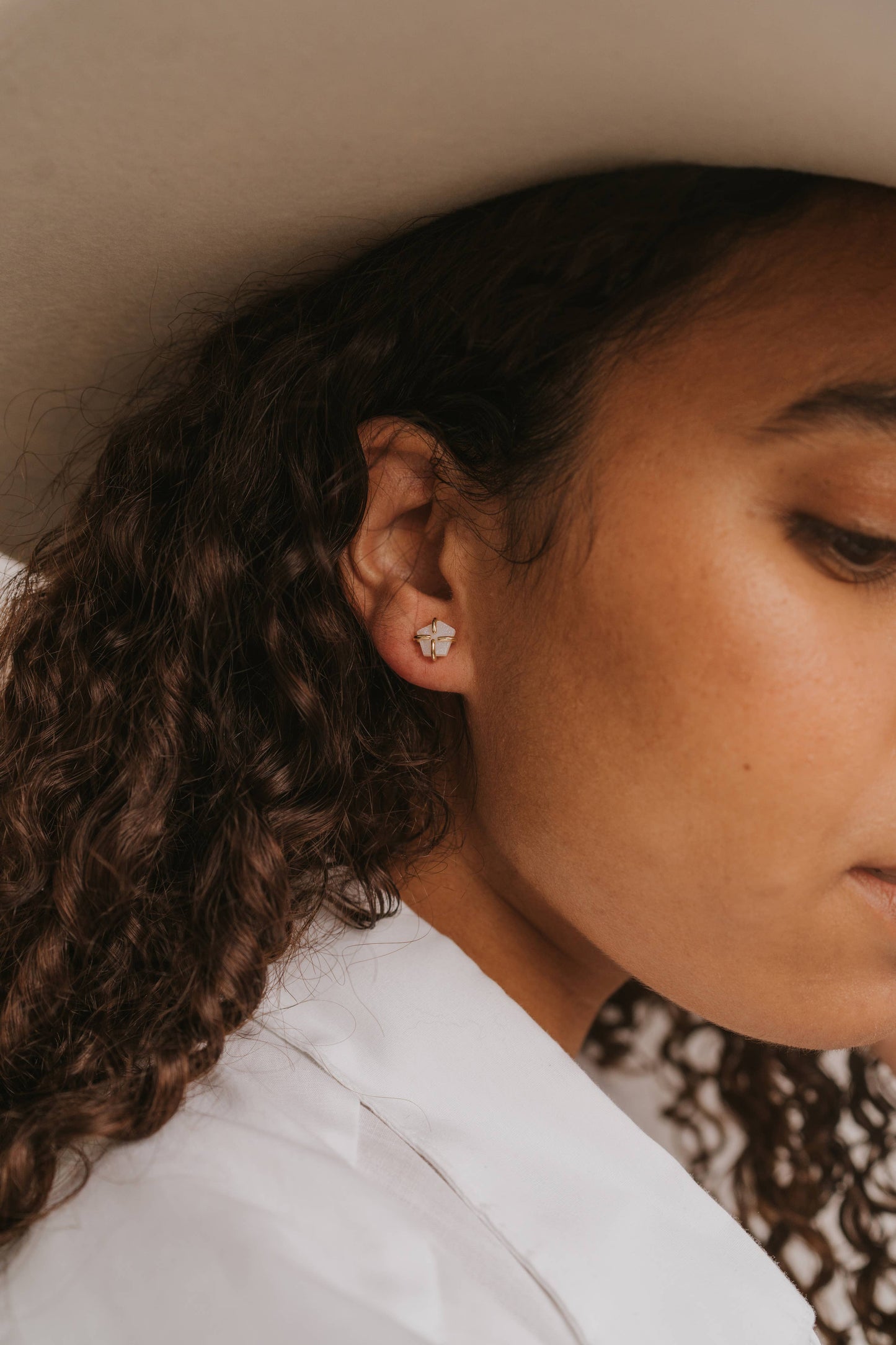 White Druzy Prong Earrings