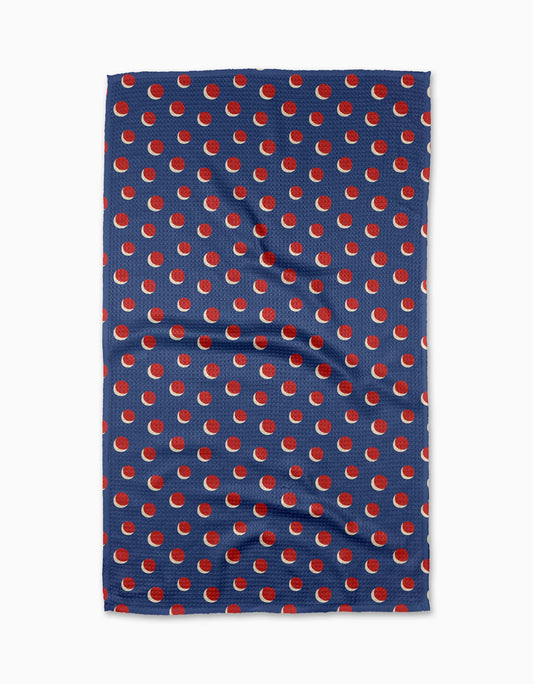 Geometry Four In A Row Dot Blue Tea Towel