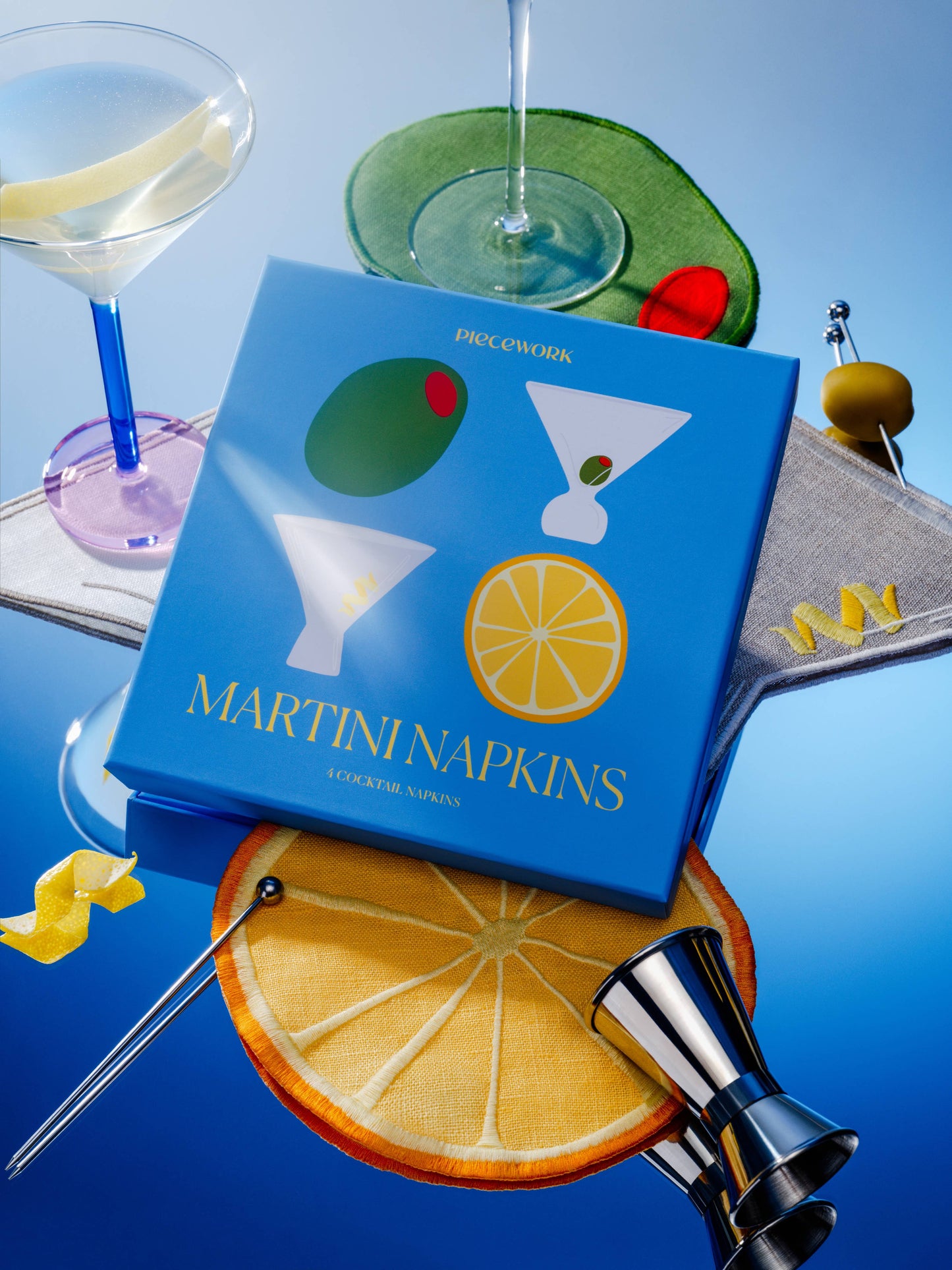 Martini Linen Cocktail Coasters