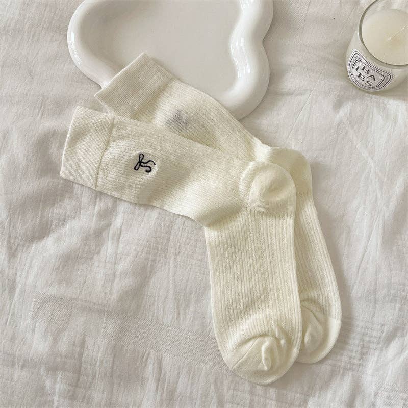 Bow Embroidered Socks