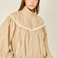 Lace Shirring Bomber Jacket