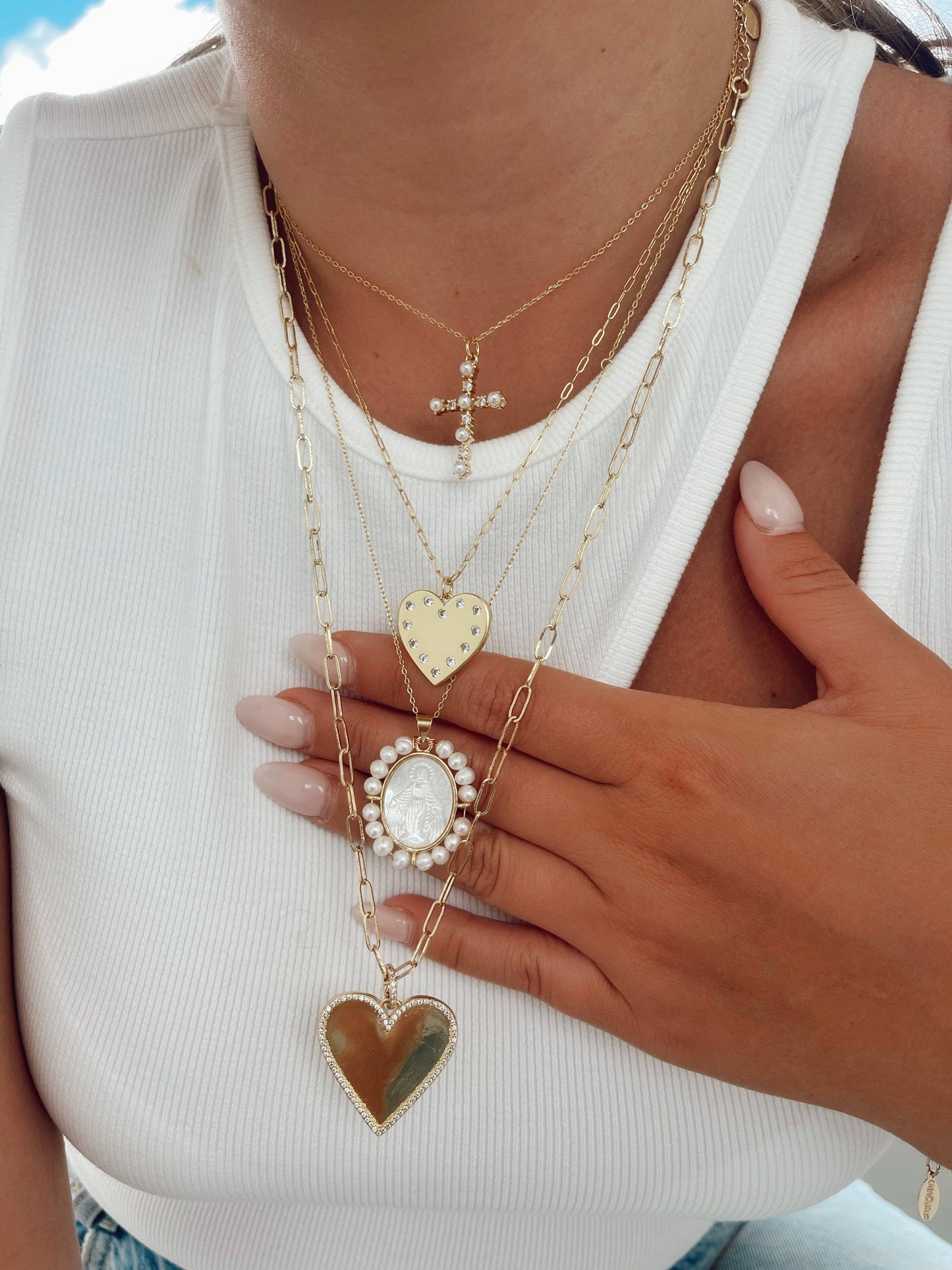 Pearl Cross Simple Chain