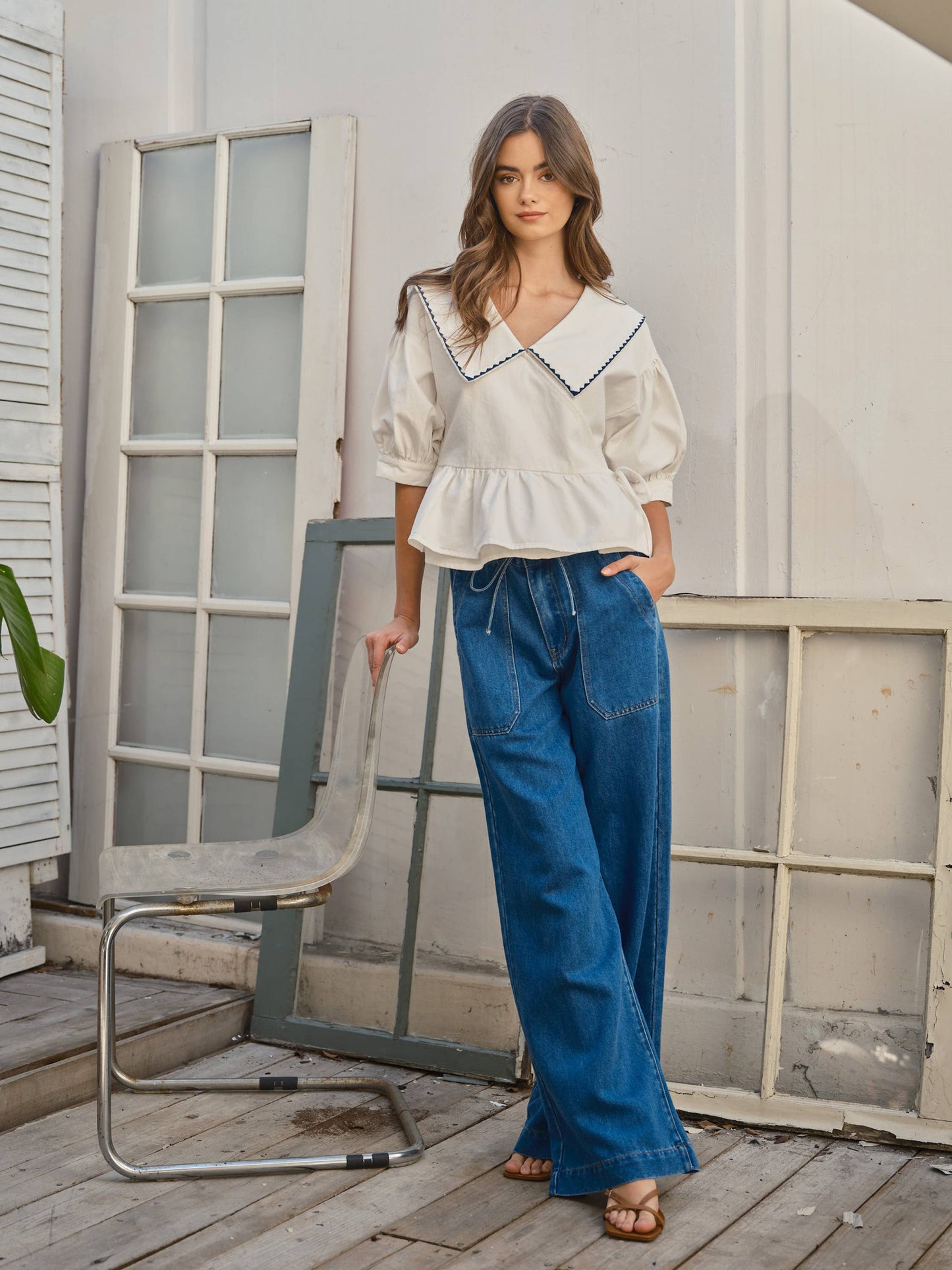 Drawstring Denim Pants