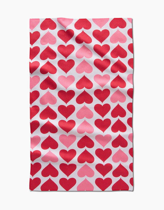 Geometry Blushing Hearts Tea Towel