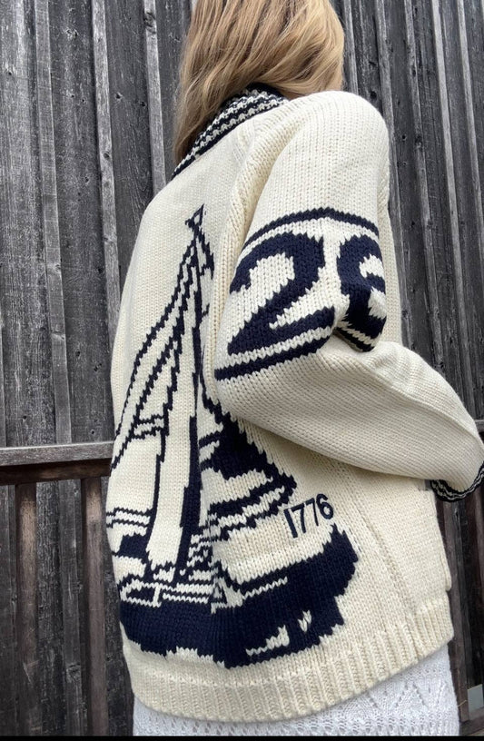 Sketchbook Sailboat Varsity Cardigan