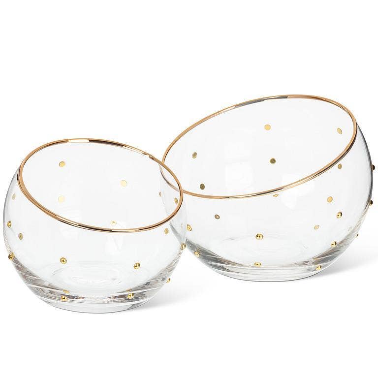 Angled Bowl with Gold Dots