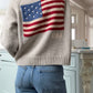 Flag Crop Cardigan in Gray