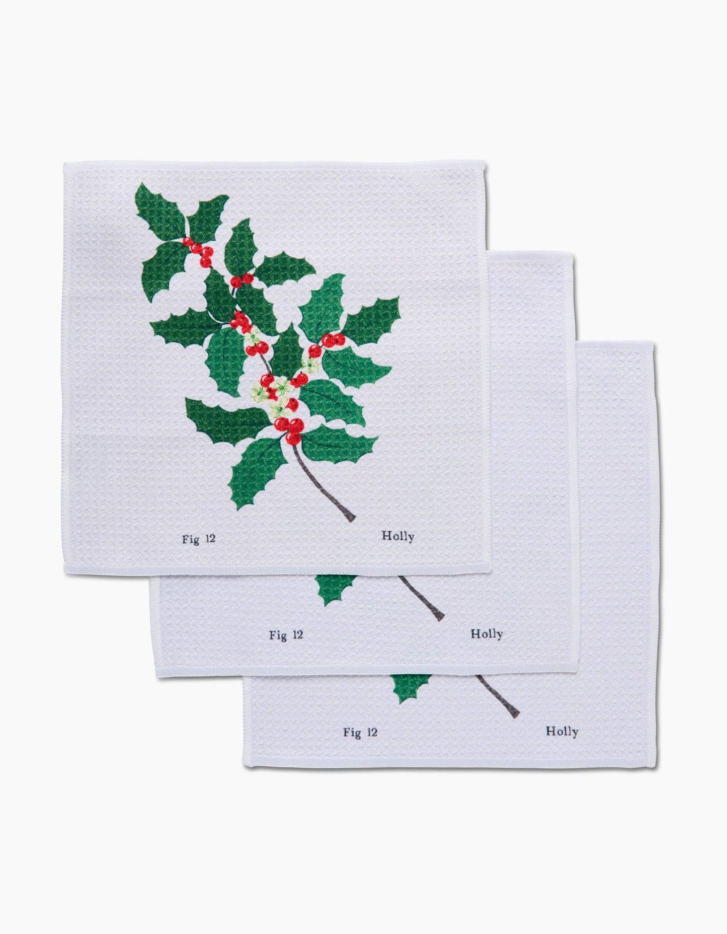 Geometry December Holly Dishcloth Set