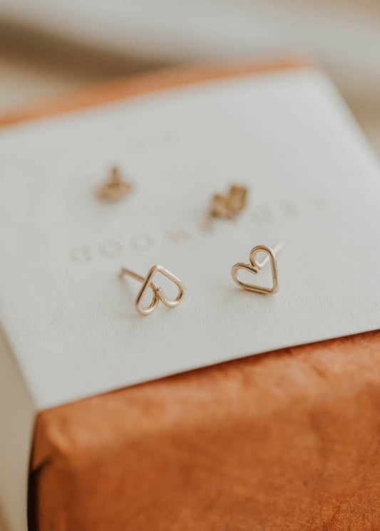 Open Heart Gold Studs