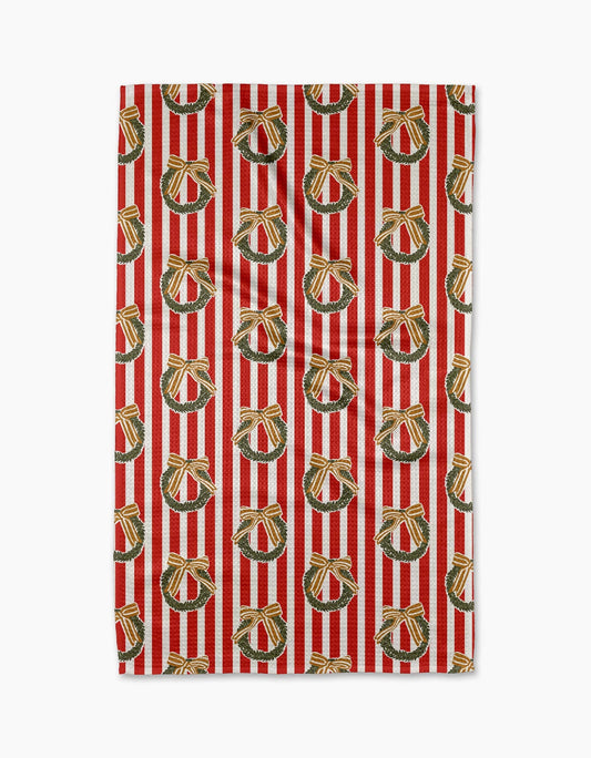 Geometry Red Wreaths Tea Towel
