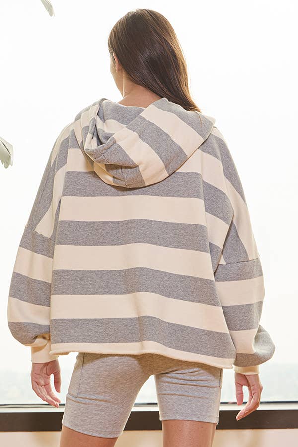 Striped Fleece Sweatshirt Hoodie