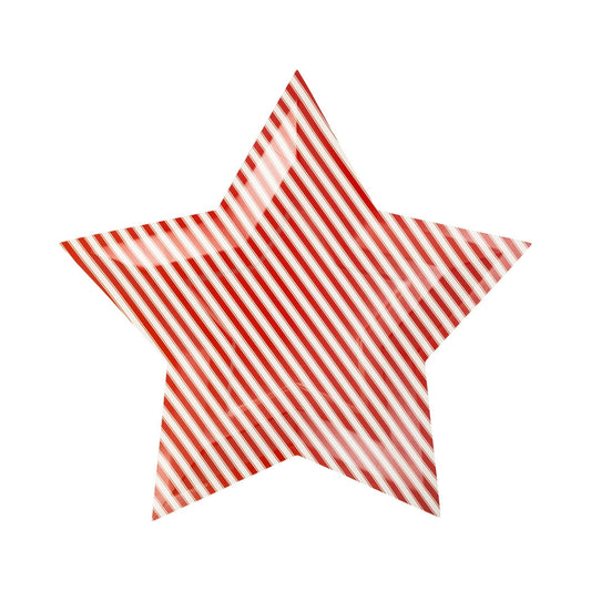 Red Striped Star Paper Plates