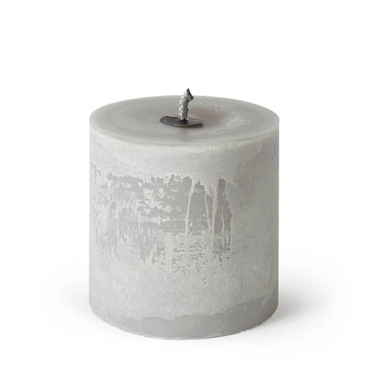 Grey Linen Outdoor Large Candle With Gold Tray