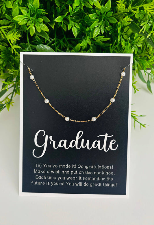 Graduate Pearl Necklace & Inspiring Card