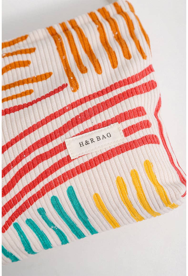 Striped Corduroy Cosmetic Bag